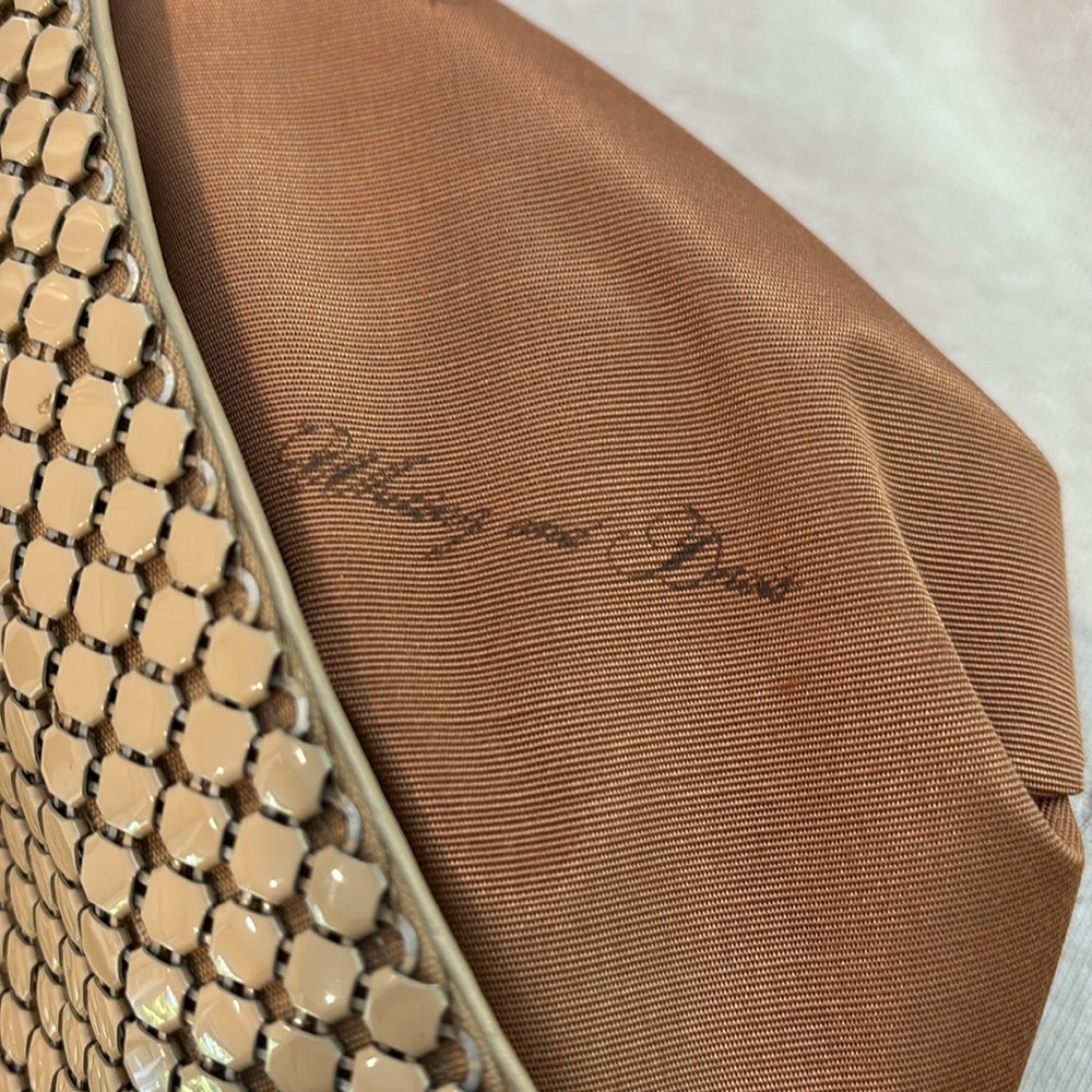 Whiting and Davis beige mesh zip closure convertible crossbody bag - Picture 8 of 14